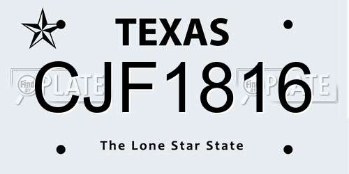 CJF1816 Texas License Plate