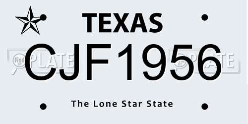 CJF1956 Texas License Plate
