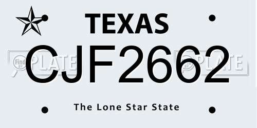 CJF2662 Texas License Plate
