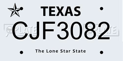 CJF3082 Texas License Plate