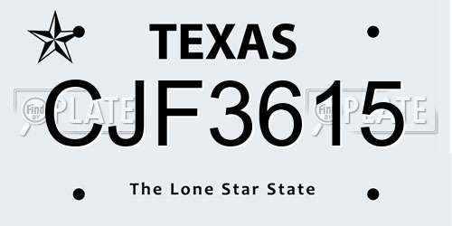 CJF3615 Texas License Plate