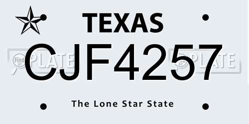CJF4257 Texas License Plate