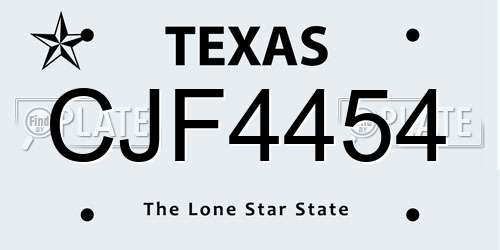 CJF4454 Texas License Plate