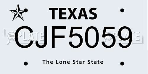 CJF5059 Texas License Plate
