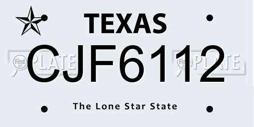 CJF6112 Texas License Plate