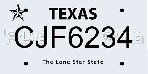 CJF6234 Texas License Plate