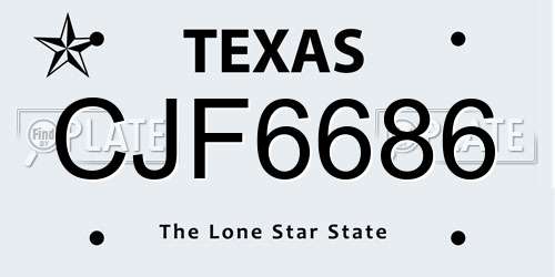 CJF6686 Texas License Plate