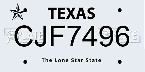 CJF7496 Texas License Plate