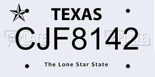 CJF8142 Texas License Plate