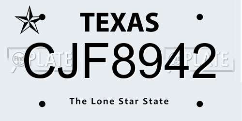 CJF8942 Texas License Plate