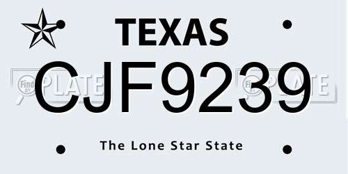 CJF9239 Texas License Plate