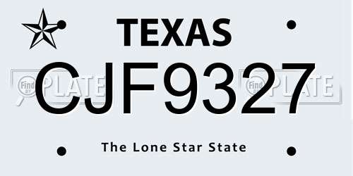 CJF9327 Texas License Plate