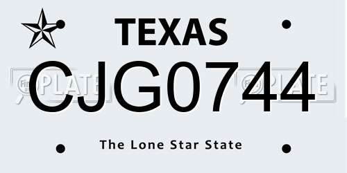 CJG0744 Texas License Plate
