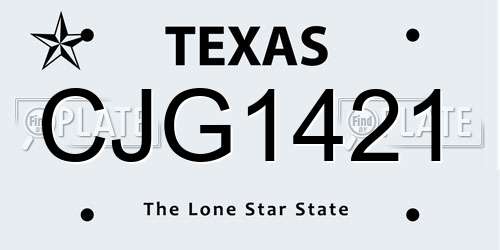 CJG1421 Texas License Plate