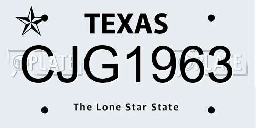 CJG1963 Texas License Plate
