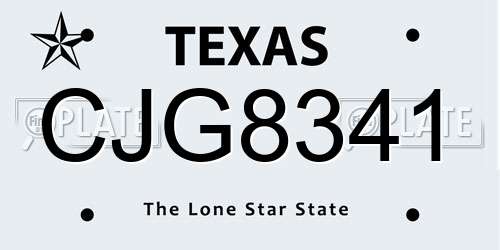 CJG8341 Texas License Plate