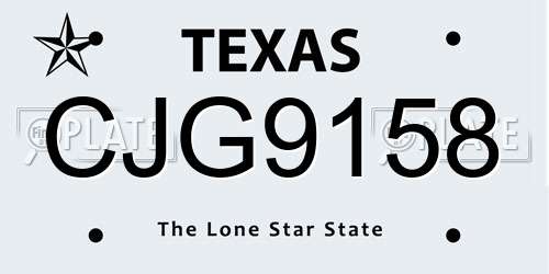 CJG9158 Texas License Plate
