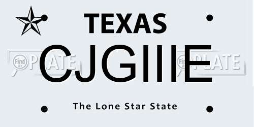 CJGIIIE Texas License Plate