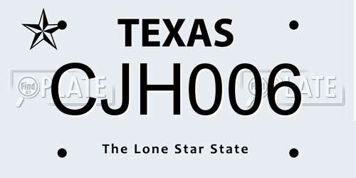 CJH006 Texas License Plate