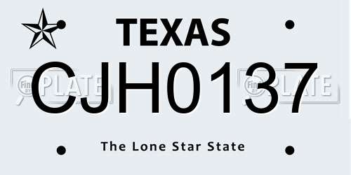 CJH0137 Texas License Plate