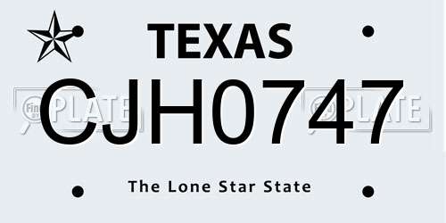 CJH0747 Texas License Plate