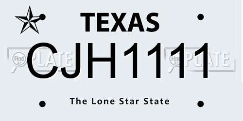 CJH1111 Texas License Plate