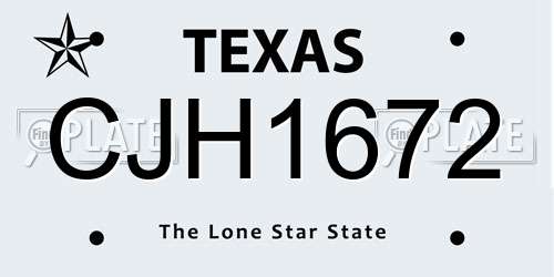 CJH1672 Texas License Plate