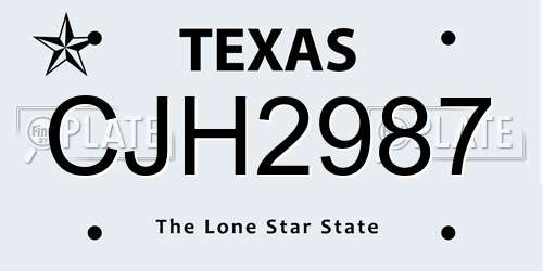 CJH2987 Texas License Plate
