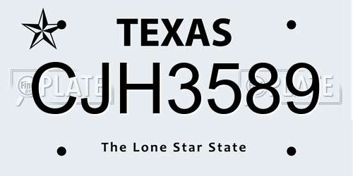 CJH3589 Texas License Plate