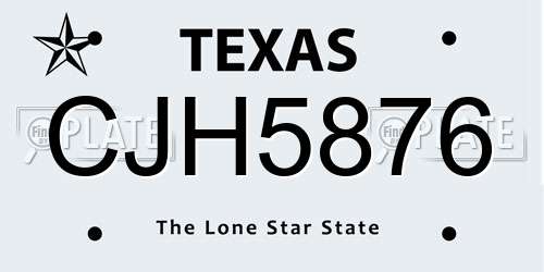 CJH5876 Texas License Plate
