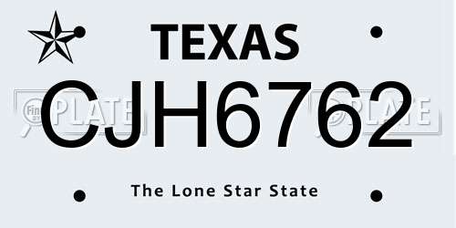 CJH6762 Texas License Plate
