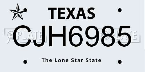 CJH6985 Texas License Plate