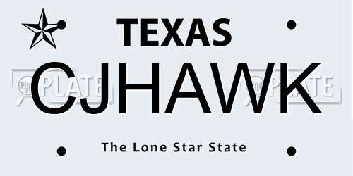 CJHAWK Texas License Plate