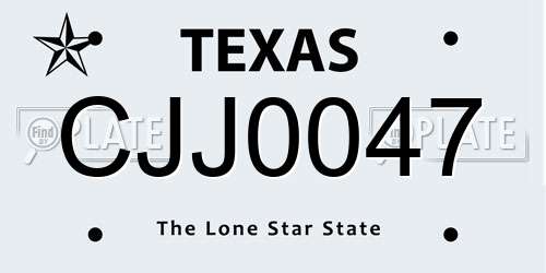 CJJ0047 Texas License Plate