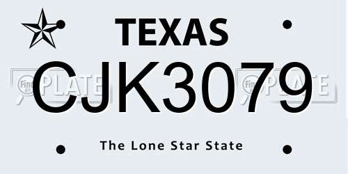 CJK3079 Texas License Plate