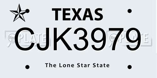 CJK3979 Texas License Plate