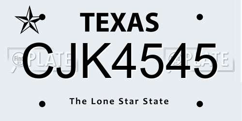 CJK4545 Texas License Plate