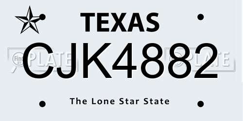 CJK4882 Texas License Plate