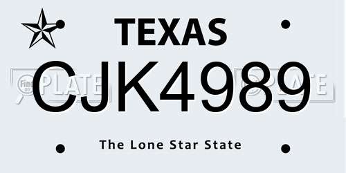 CJK4989 Texas License Plate
