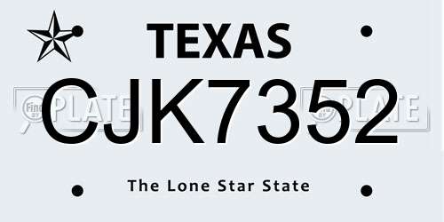 CJK7352 Texas License Plate