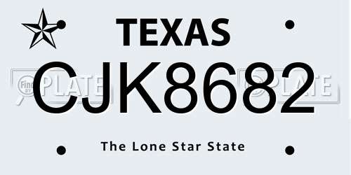 CJK8682 Texas License Plate