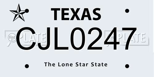 CJL0247 Texas License Plate