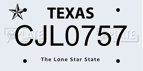 CJL0757 Texas License Plate