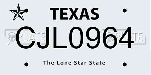 CJL0964 Texas License Plate