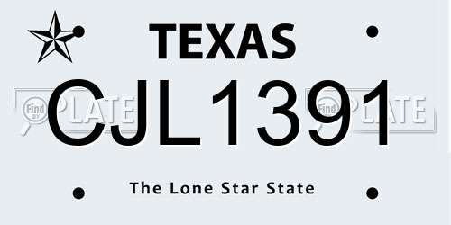 CJL1391 Texas License Plate