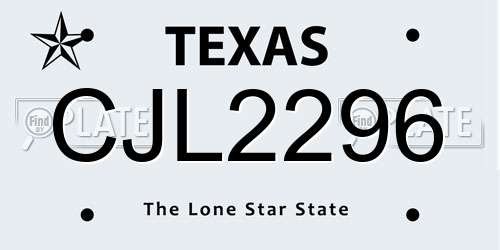 CJL2296 Texas License Plate