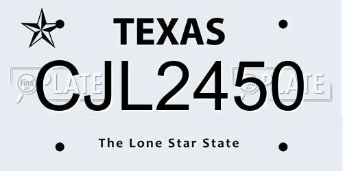 CJL2450 Texas License Plate