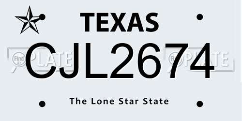 CJL2674 Texas License Plate