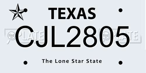 CJL2805 Texas License Plate