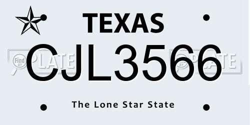 CJL3566 Texas License Plate